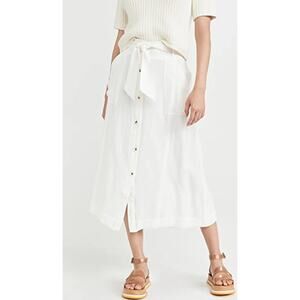 Brochu Walker Cream Button-Down Midi Skirt